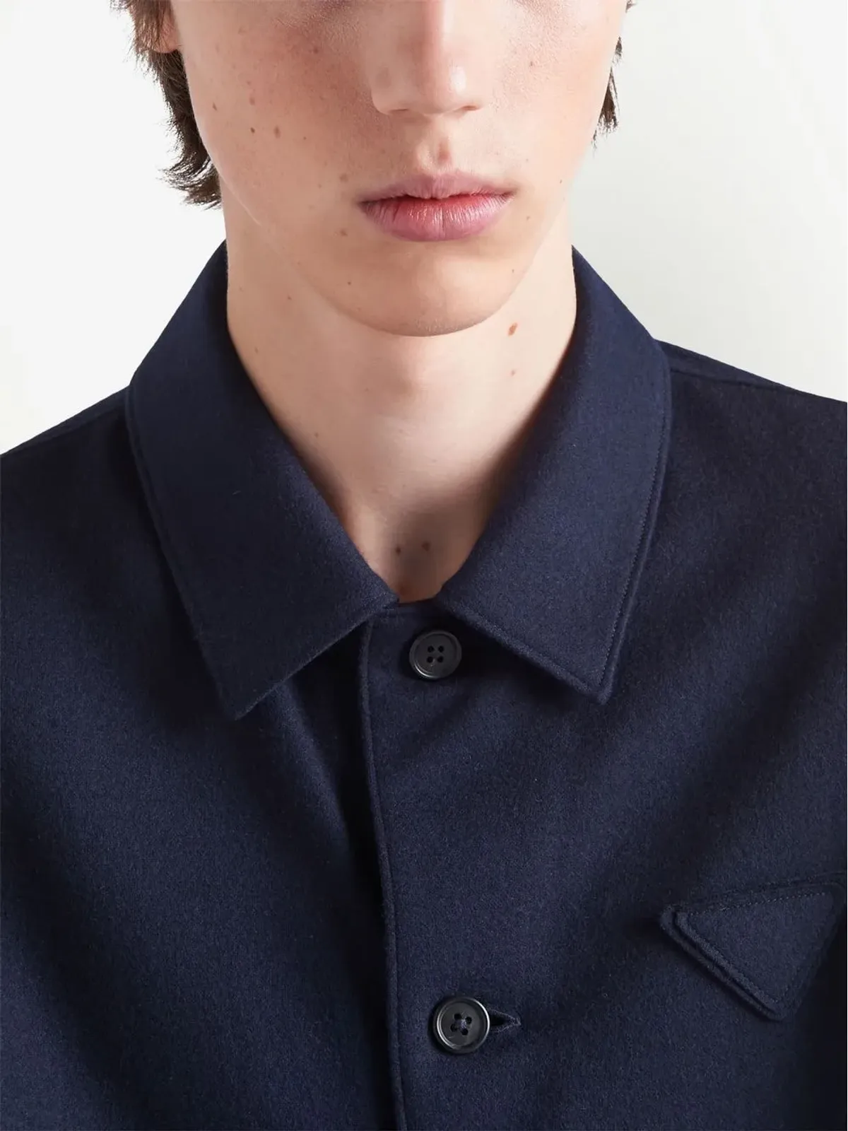 Prada トライアングルロゴ ウールブレンド シャツ - ブルー - 画像5