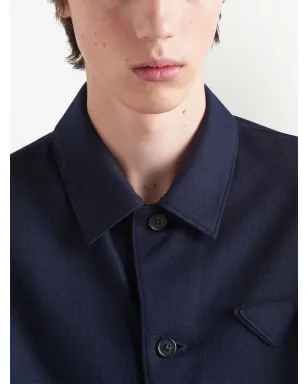 Prada トライアングルロゴ ウールブレンド シャツ - ブルー - サムネイル5