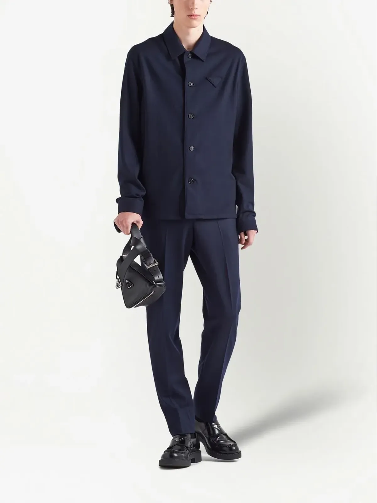 Prada トライアングルロゴ ウールブレンド シャツ - ブルー - 画像2