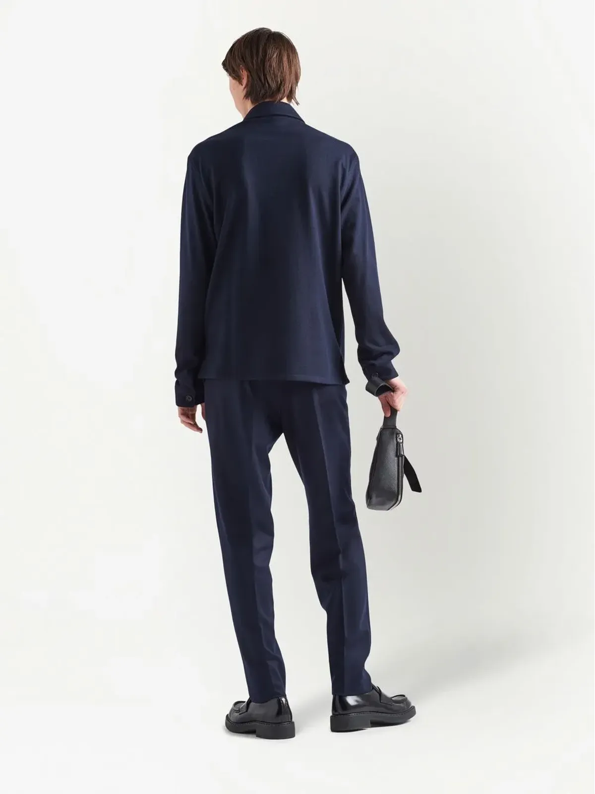 Prada トライアングルロゴ ウールブレンド シャツ - ブルー - 画像4