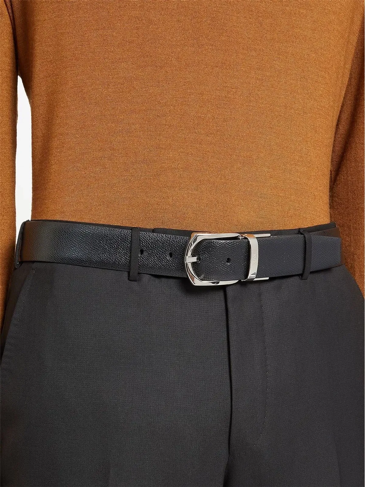 Zegna エングレーブド ロゴ リバーシブル ベルト - ブラック - 画像3