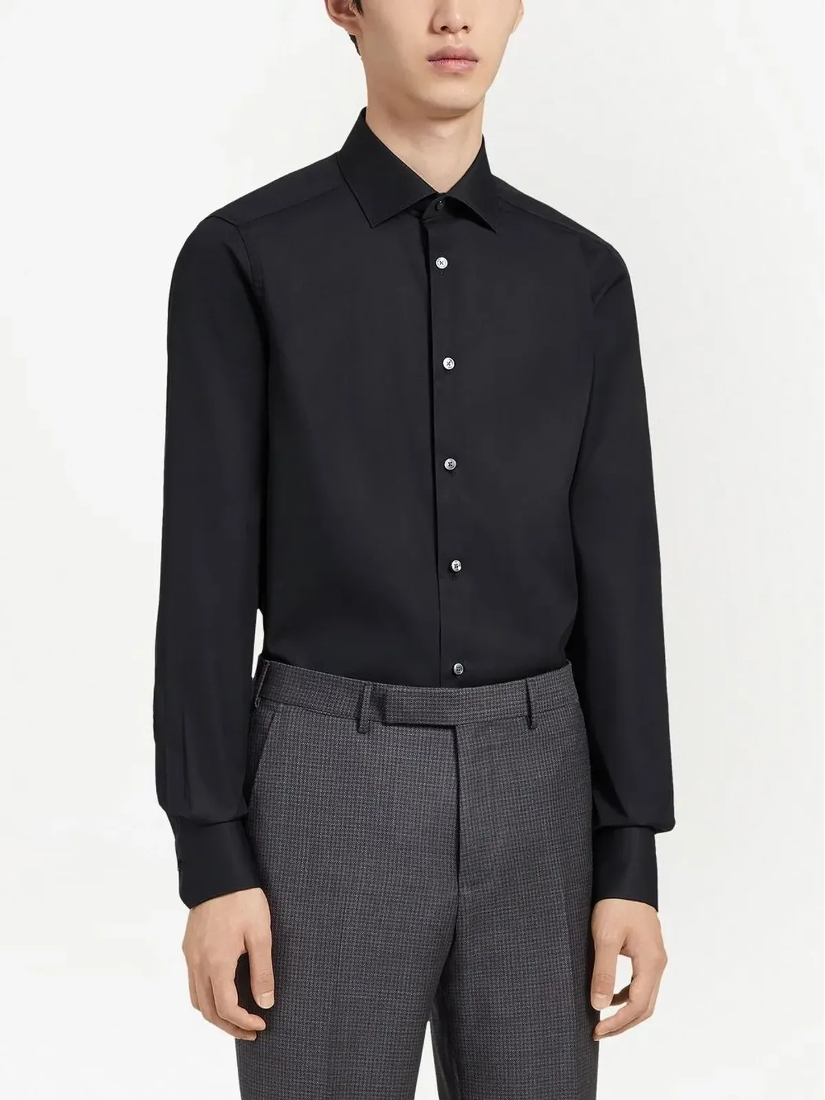 Zegna Trofeo コットンシャツ - ブラック - 画像2