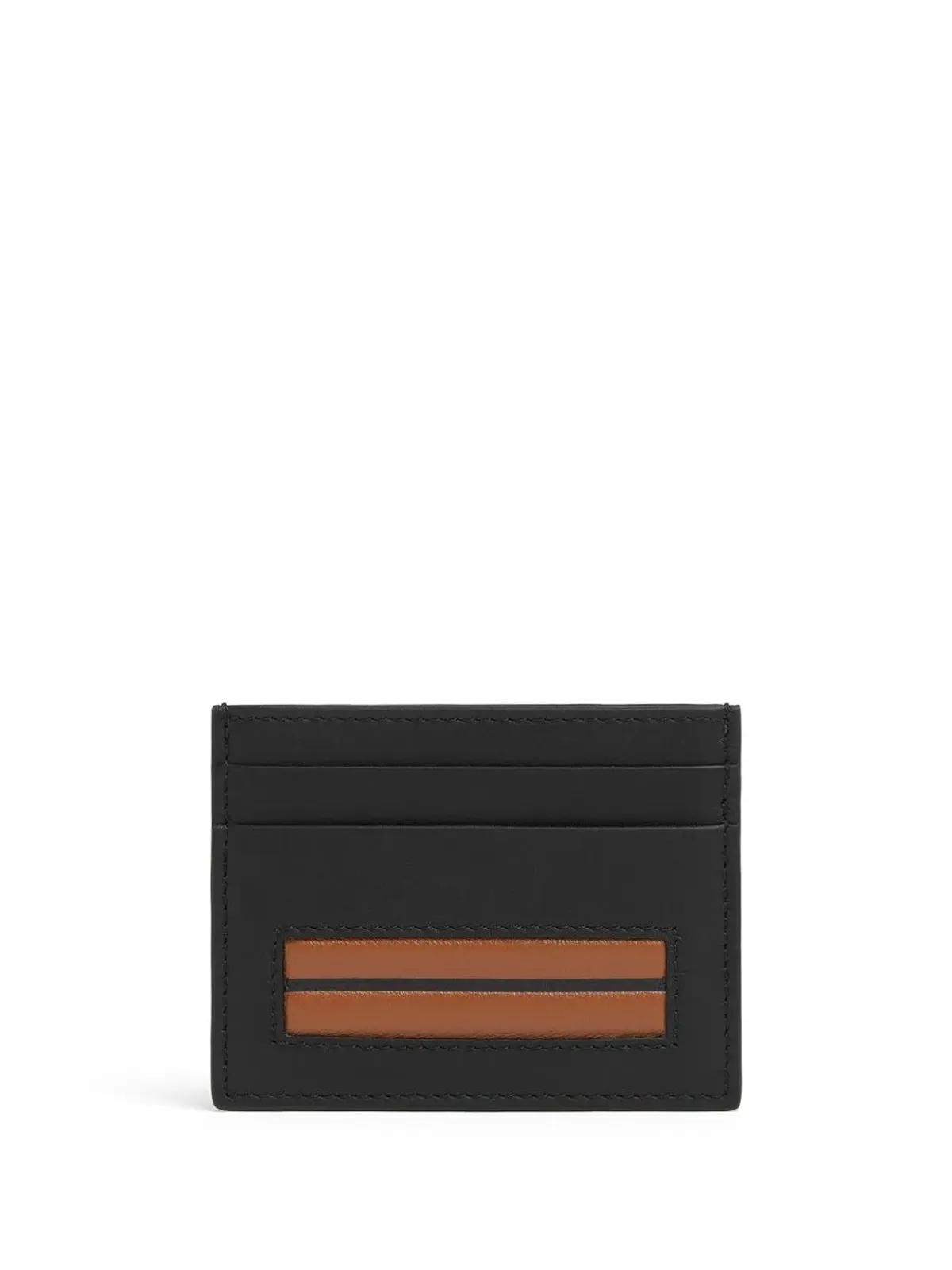 Zegna ストライプディテール レザー カードホルダー - 画像1