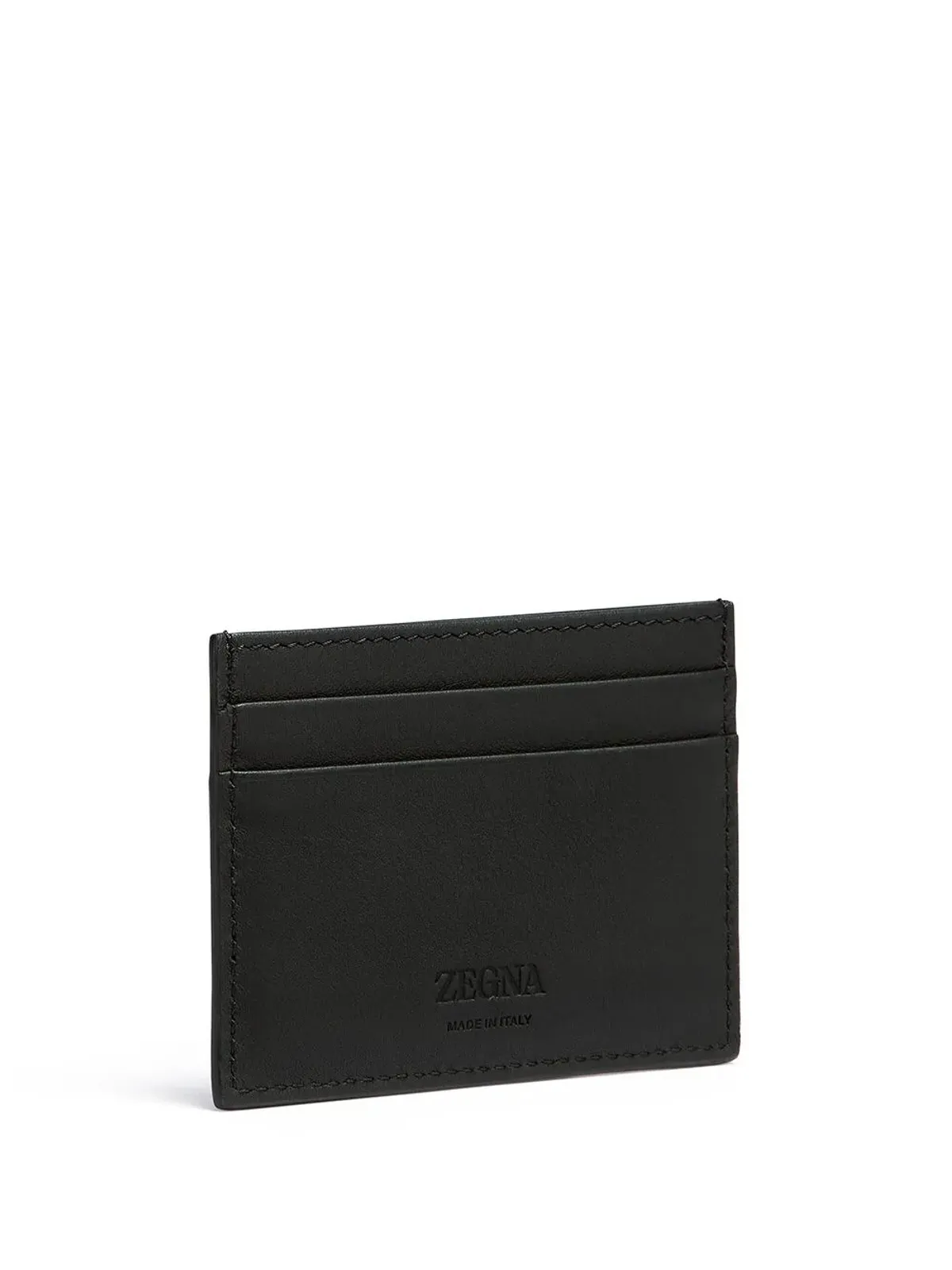 Zegna ストライプディテール レザー カードホルダー - 画像2