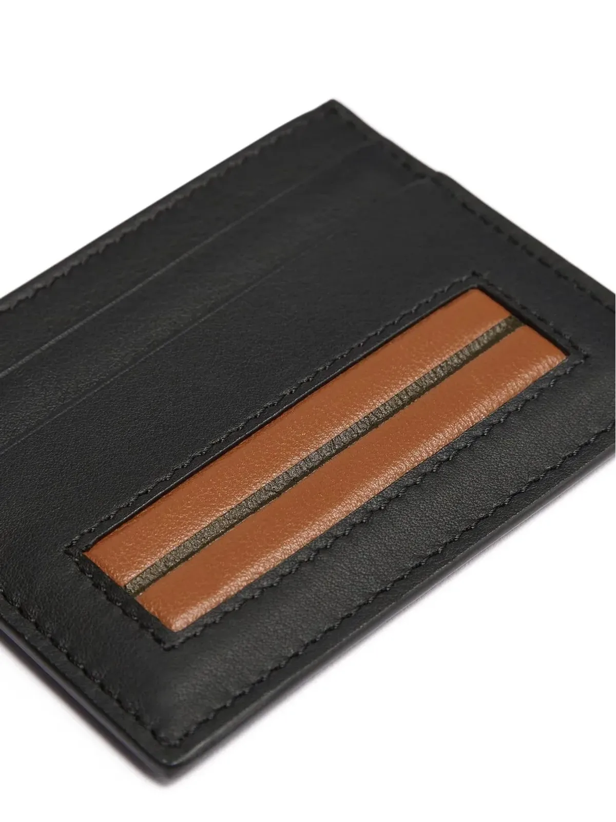 Zegna ストライプディテール レザー カードホルダー - 画像4