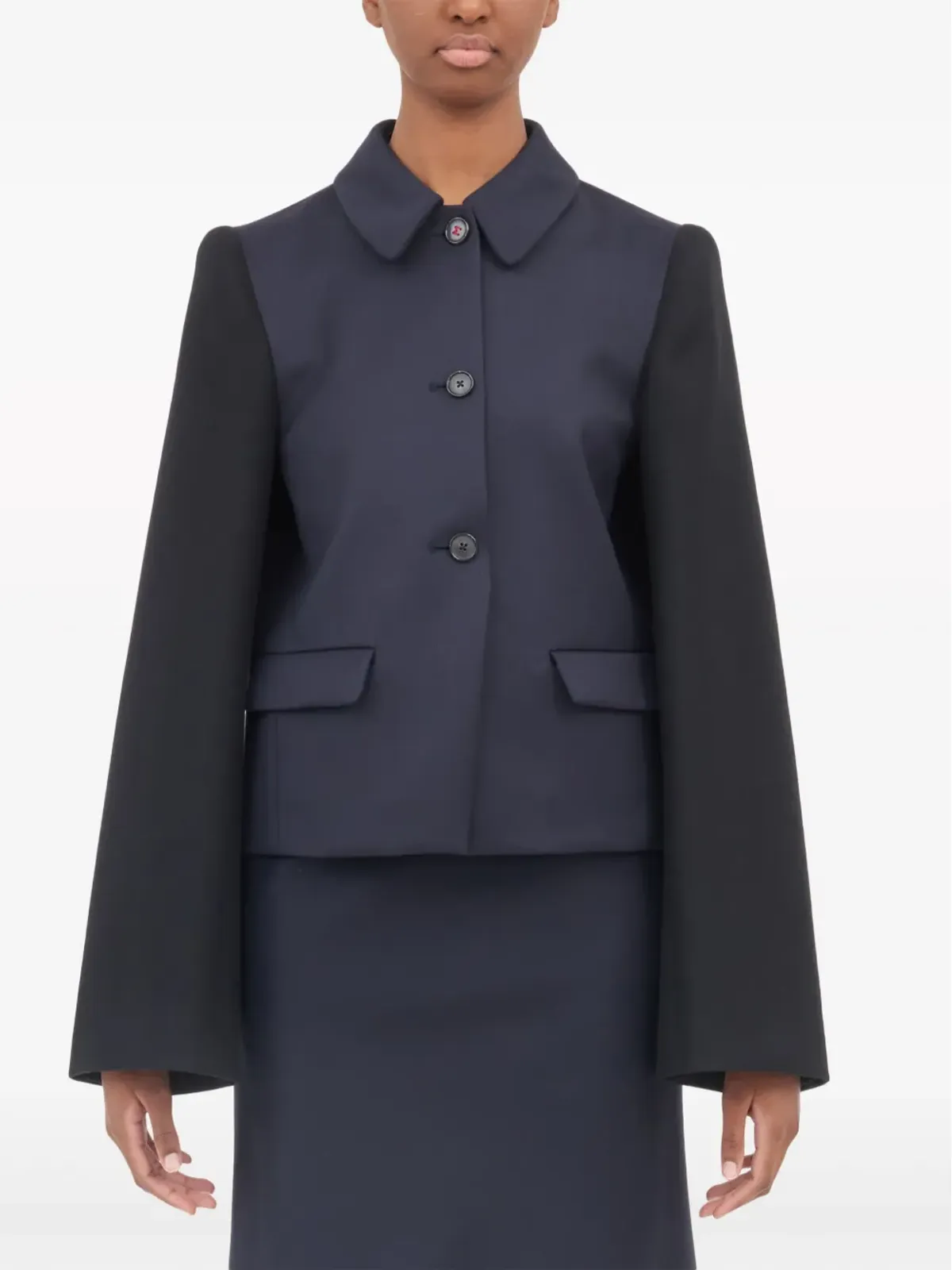 Maison Margiela スプライスド ダブルブレスト ウール ブレザー - 画像2