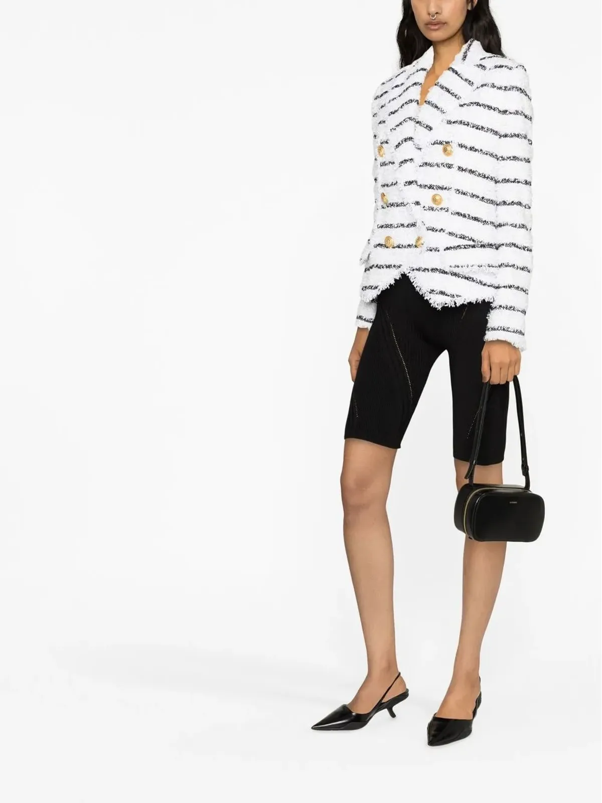 Balmain ストライプツイードジャケット - 画像3