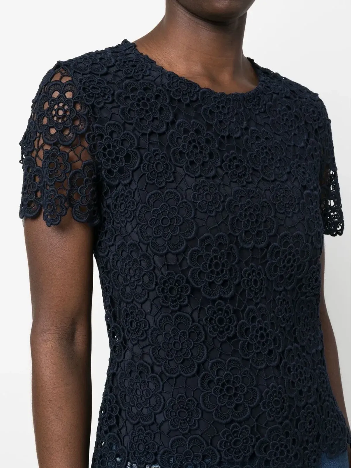 Christian Dior Pre-Owned 2010 レース丸首トップ - Blue - 画像5