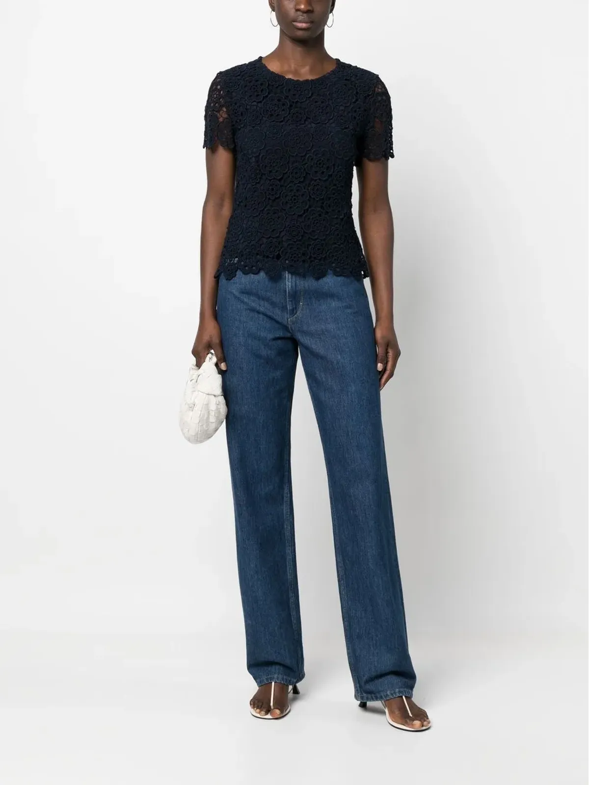 Christian Dior Pre-Owned 2010 レース丸首トップ - Blue - 画像2
