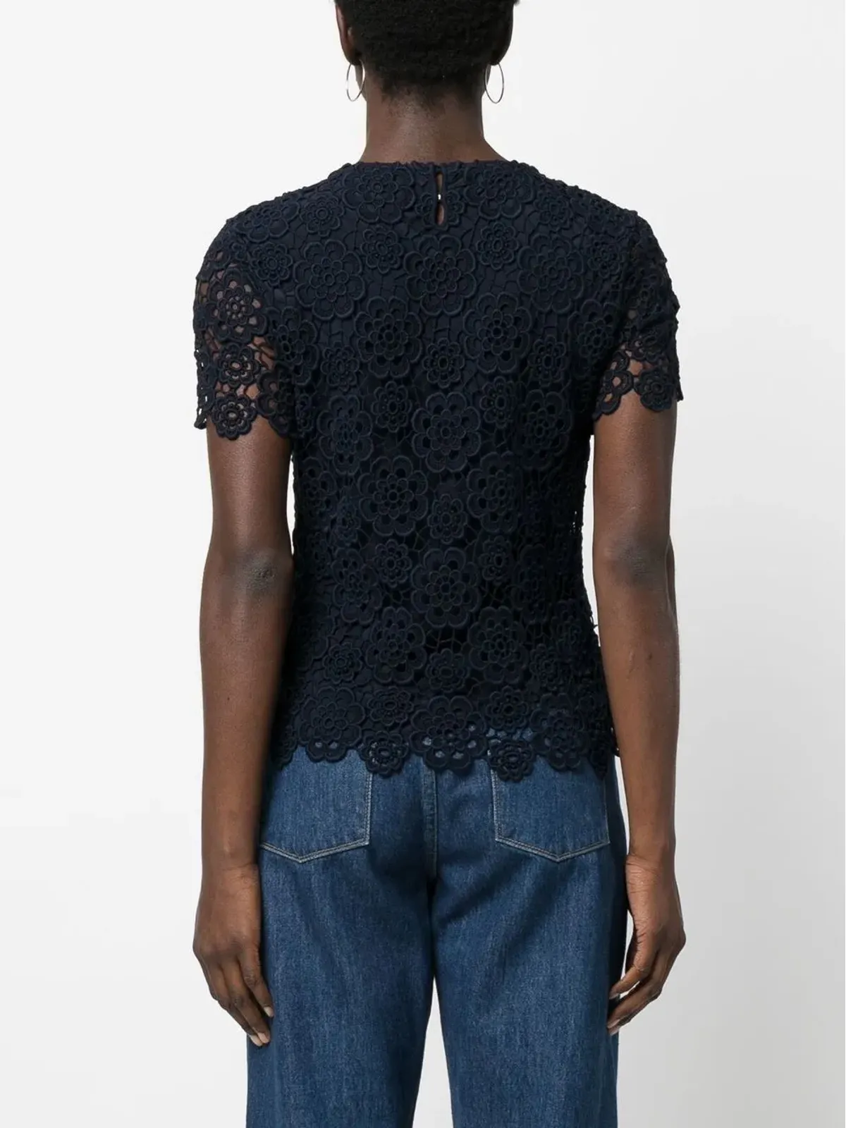Christian Dior Pre-Owned 2010 レース丸首トップ - Blue - 画像4