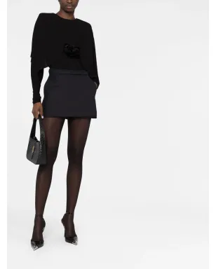 Saint Laurent 花柄クレープ長袖トップ - ブラック - サムネイル2