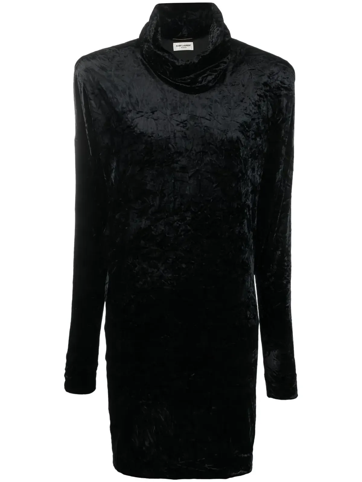 Saint Laurent roll-neck velvet effect minidress - Black - 画像1