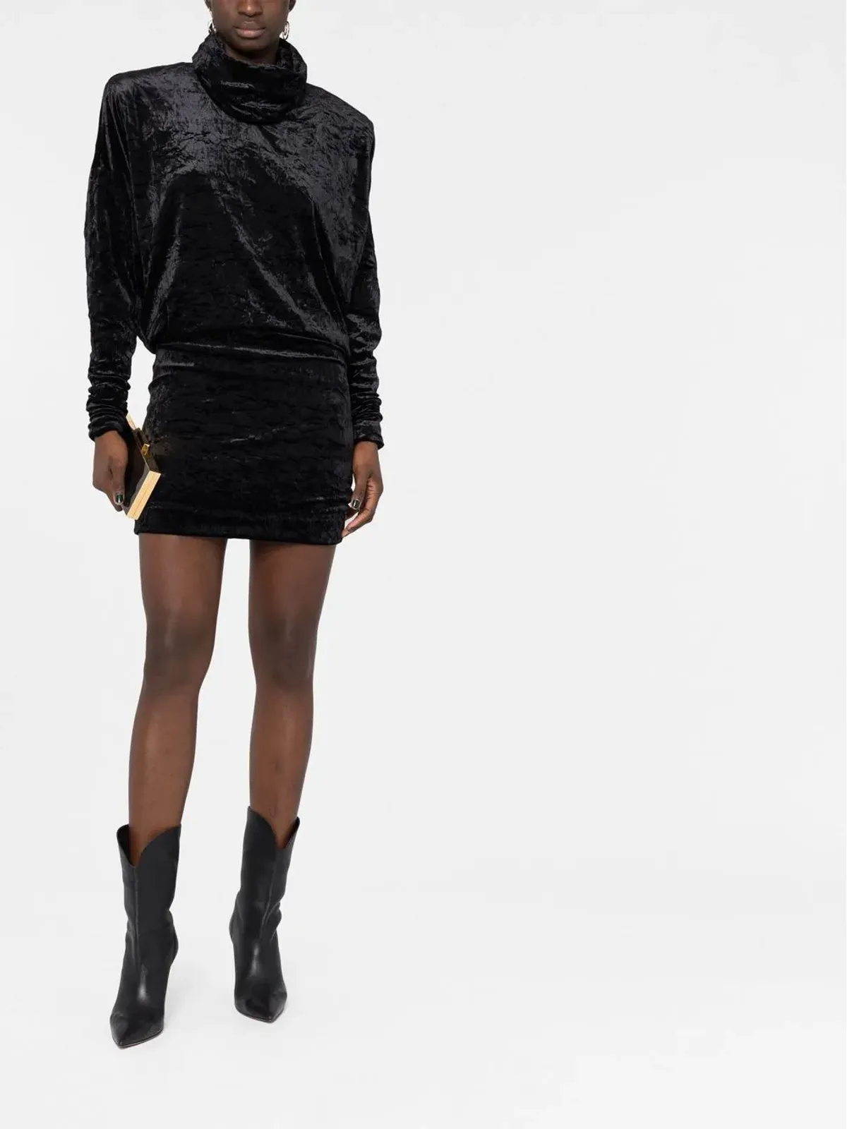 Saint Laurent roll-neck velvet effect minidress - Black - 画像2