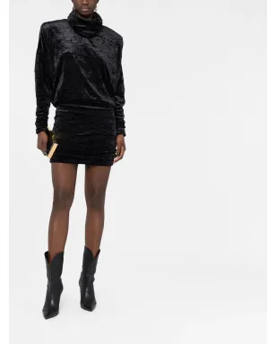 Saint Laurent roll-neck velvet effect minidress - Black - サムネイル2