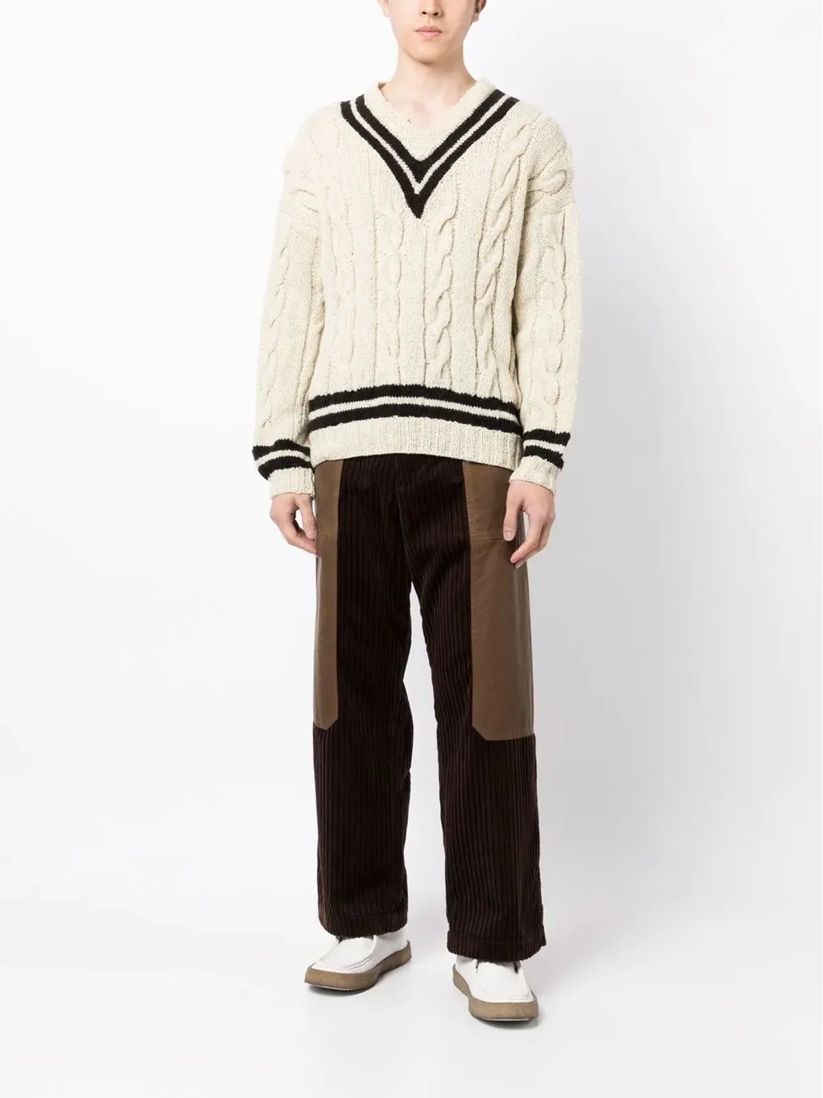 visvim ケーブル編みVネックジャンパー - 画像2