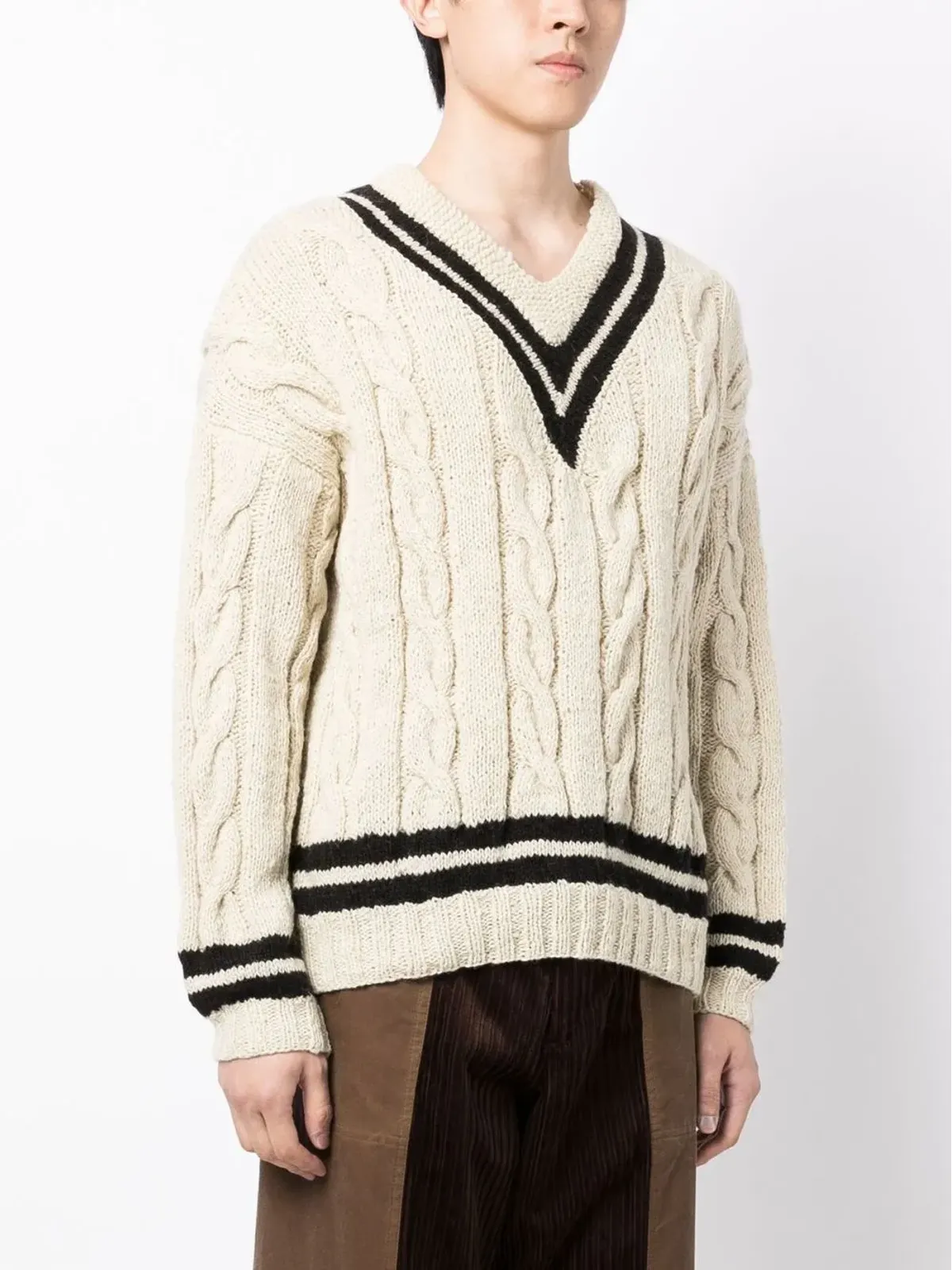 visvim ケーブル編みVネックジャンパー - 画像3