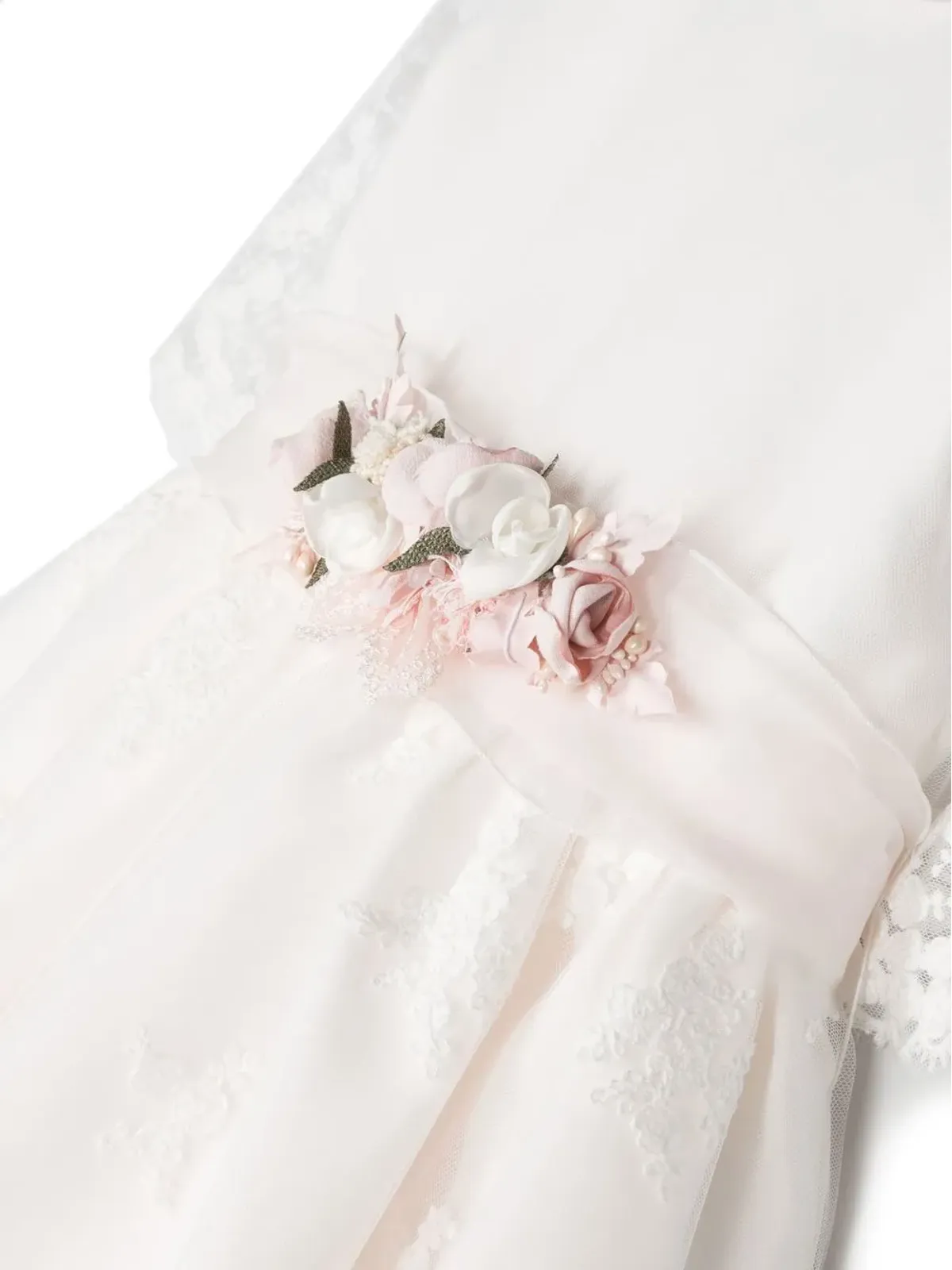 Mimilù コサージュディテール半袖ドレス - White - 画像3