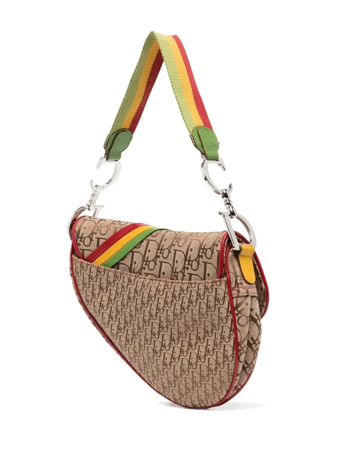 Christian Dior Pre-Owned 2004年製 Rastaライン サドルバッグ（ブラウン） - 画像3