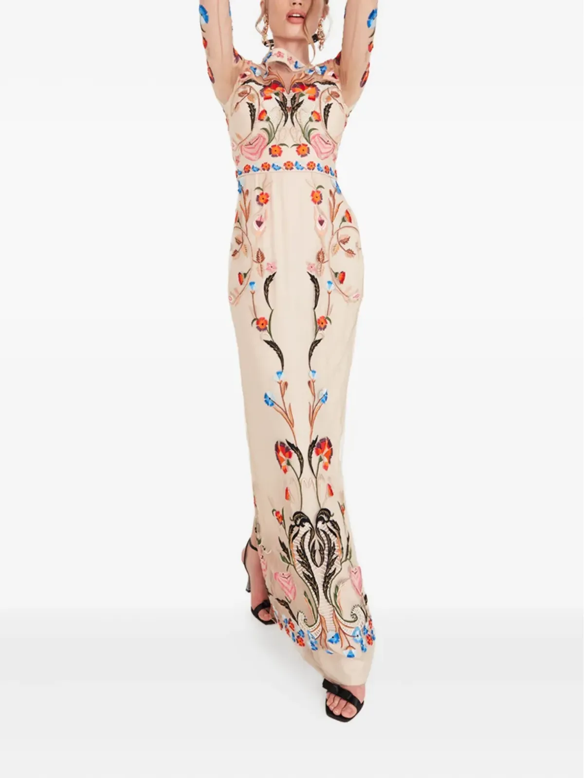 Temperley London トレド花柄刺繍ロングスリーブドレス - 画像3