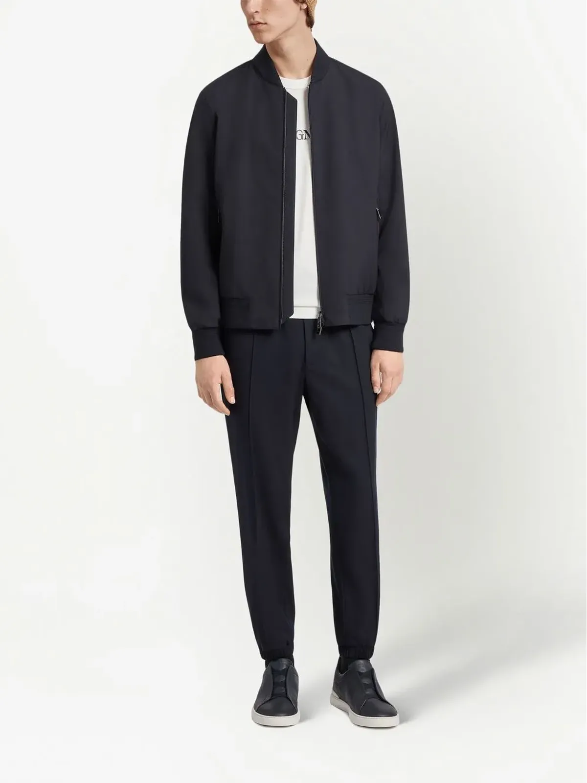 Zegna トロフェオ・エレメンツ ウール ボンバージャケット - 画像2