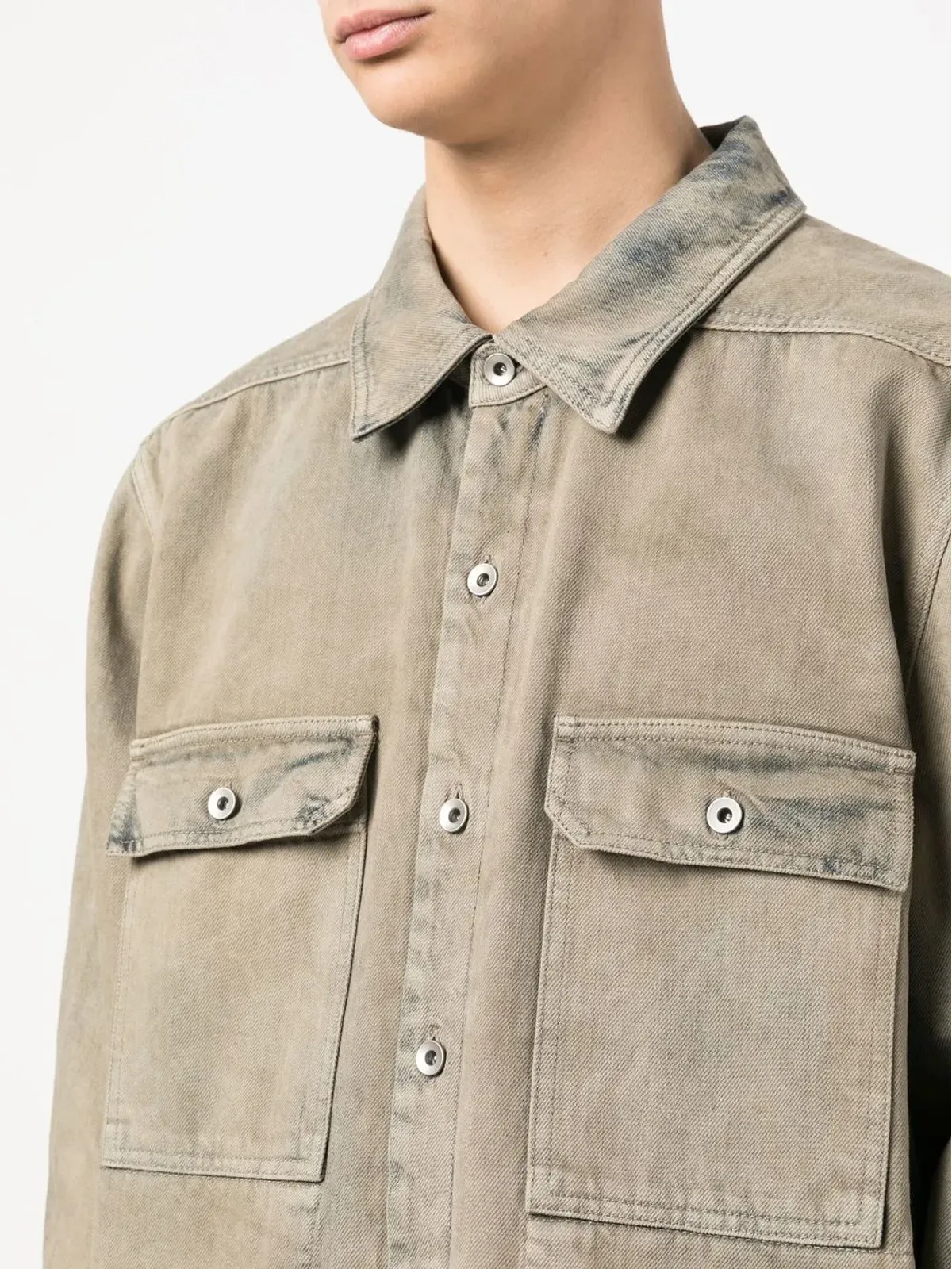 Rick Owens DRKSHDW ストーンウォッシュデニムシャツ - 画像5