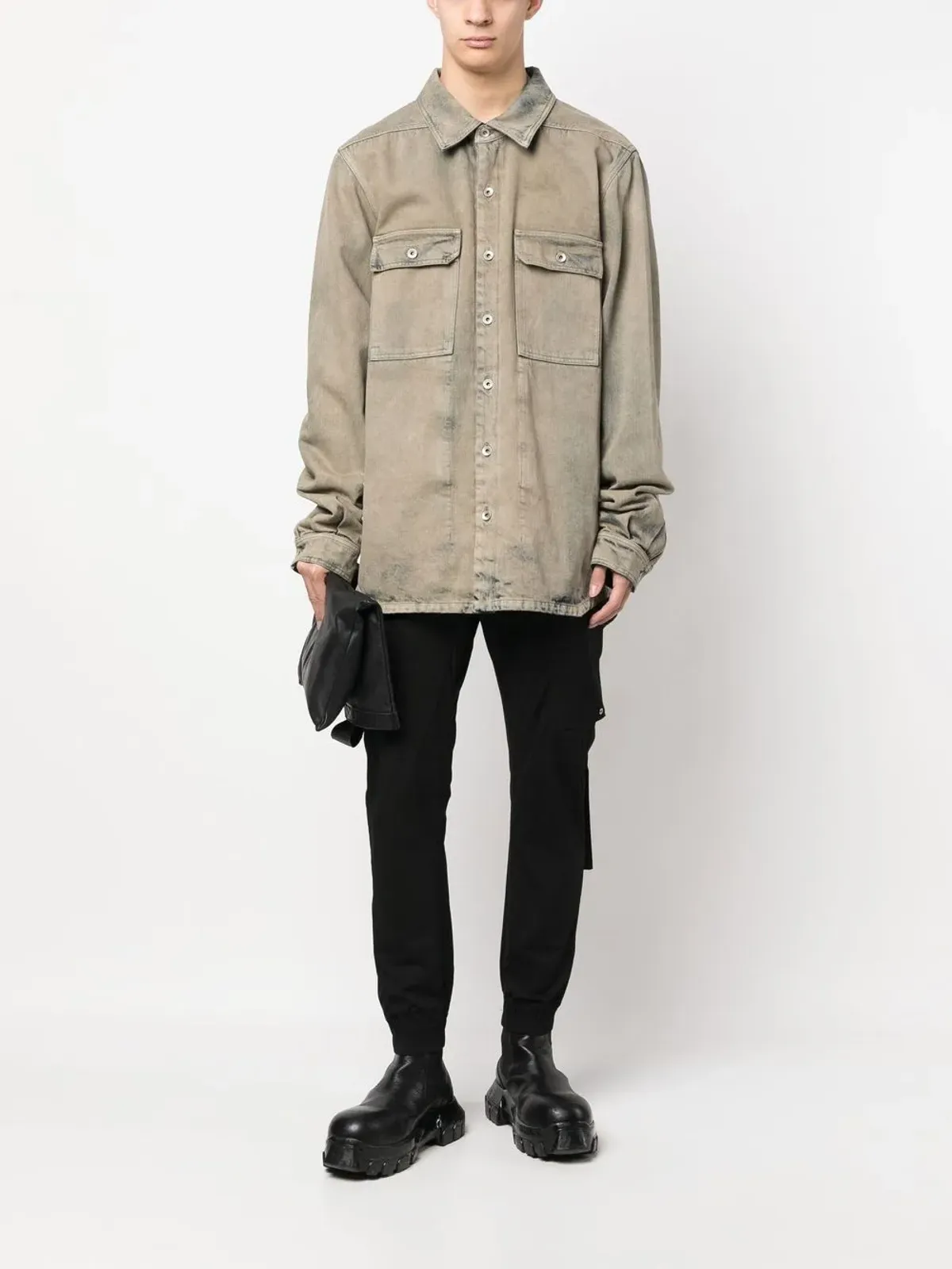 Rick Owens DRKSHDW ストーンウォッシュデニムシャツ - 画像2