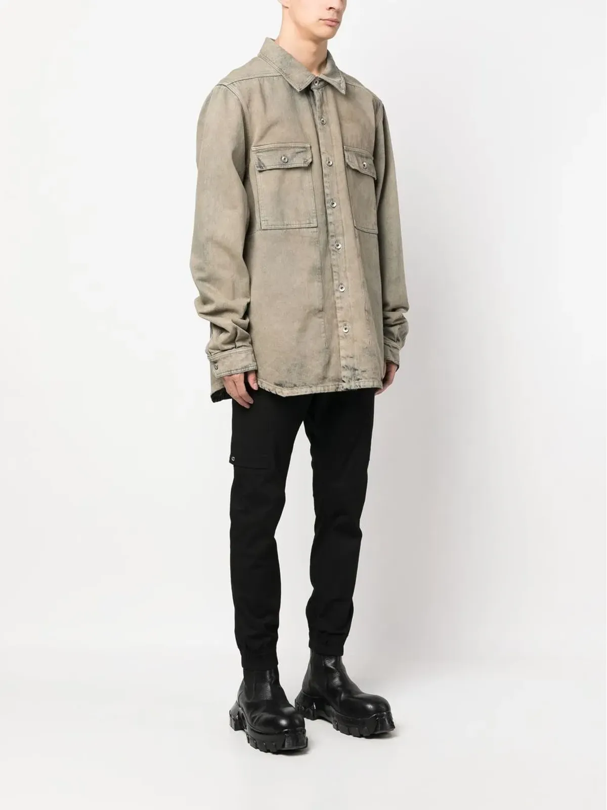 Rick Owens DRKSHDW ストーンウォッシュデニムシャツ - 画像3