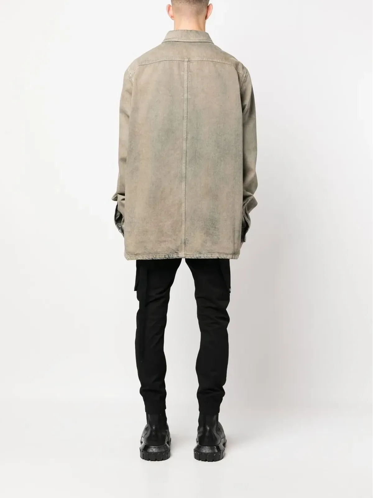 Rick Owens DRKSHDW ストーンウォッシュデニムシャツ - 画像4