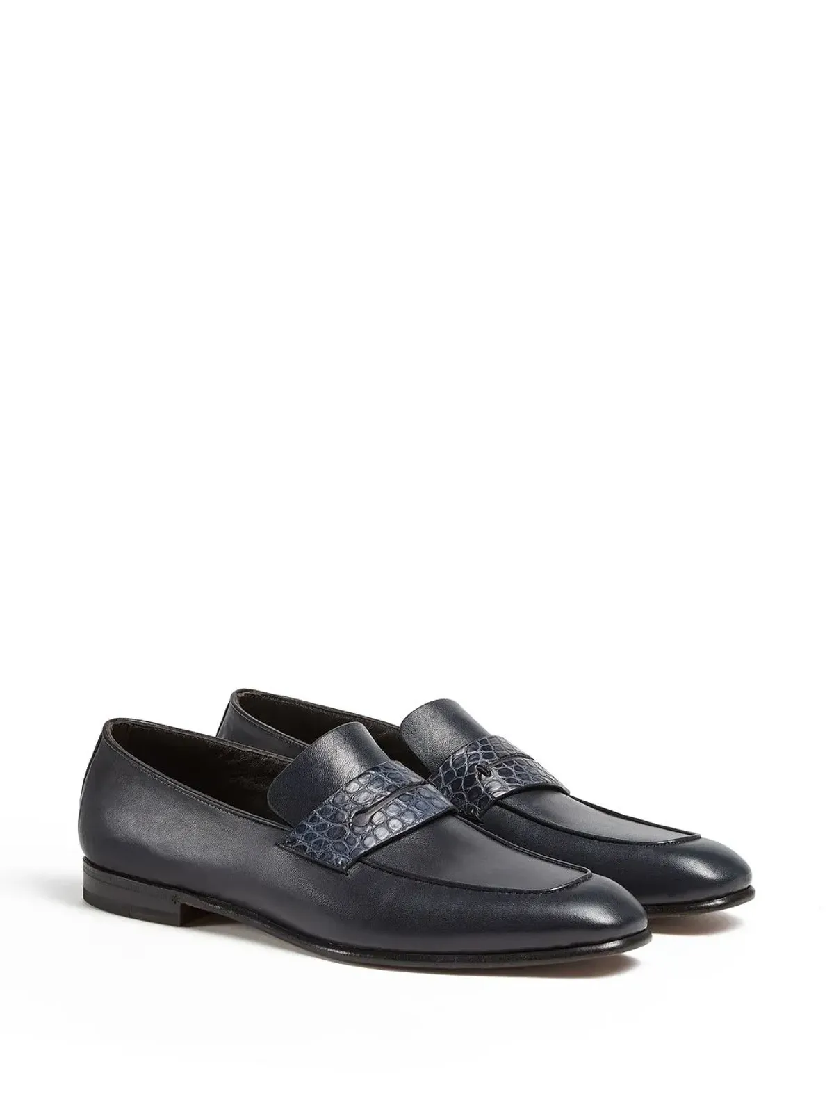 Zegna クロコダイル型押しディテール ローファー - 画像2