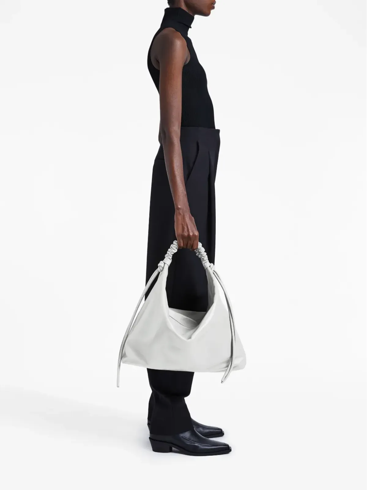 Proenza Schouler 大型ドローストリングレザーショルダーバッグ - White - 画像2