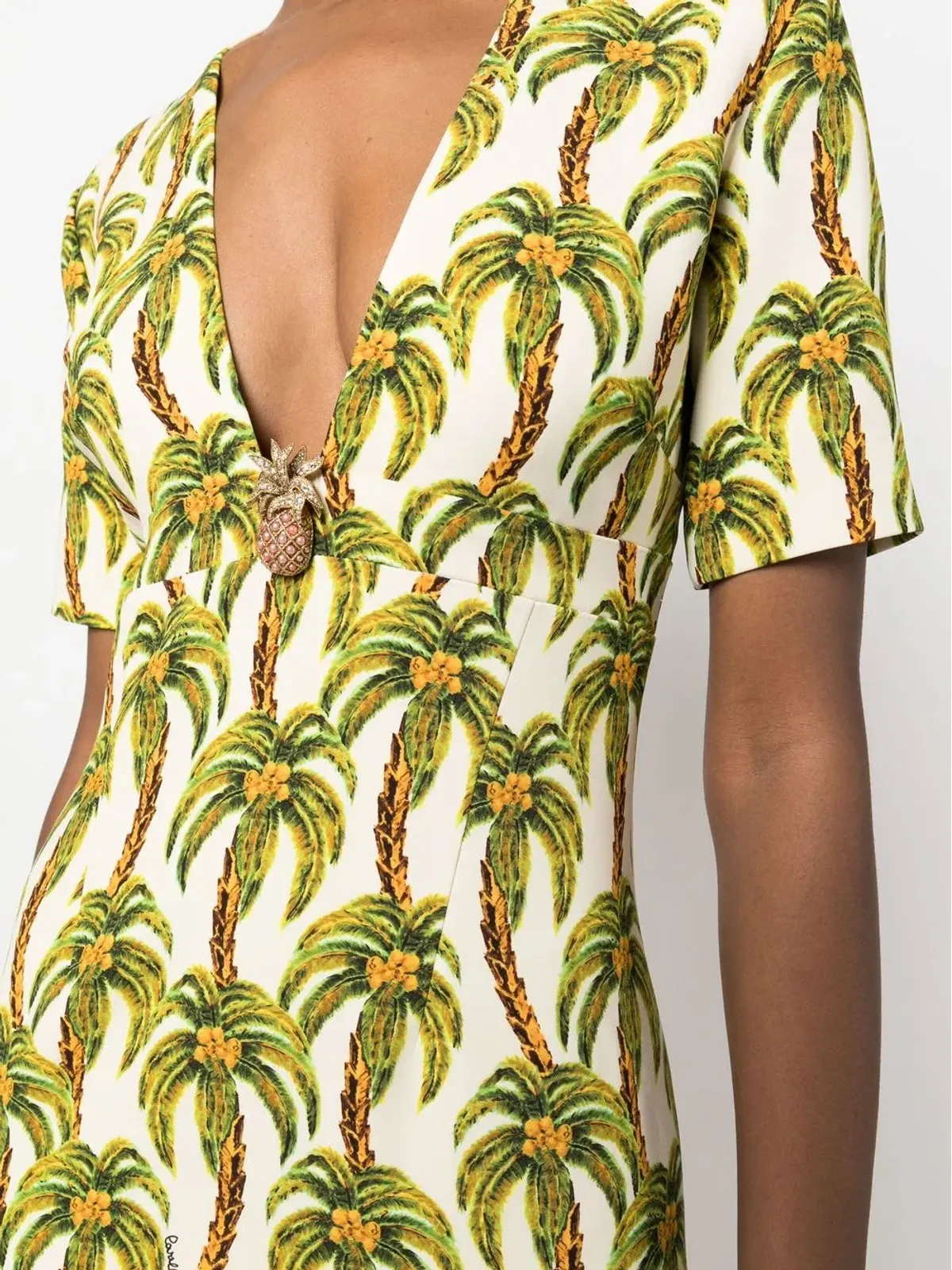 Roberto Cavalli palm tree-print midi dress - Neutrals - 画像5