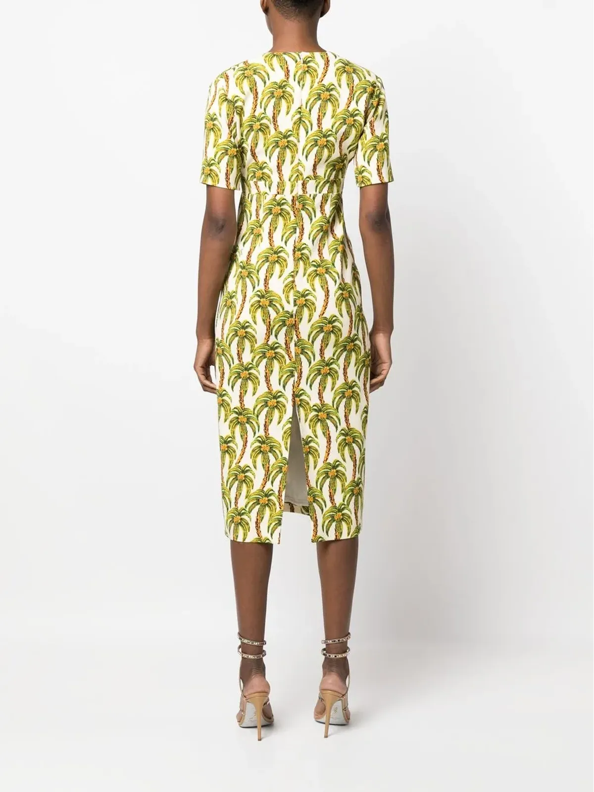 Roberto Cavalli palm tree-print midi dress - Neutrals - 画像4