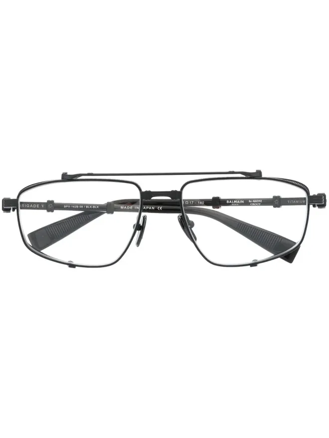 Balmain Eyewear Balmain Eyewear クリアレンズ ロゴプレート眼鏡の商品画像