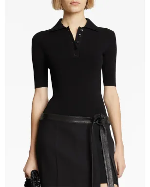 Proenza Schouler 半袖ニットポロボディスーツ - ブラック - サムネイル5