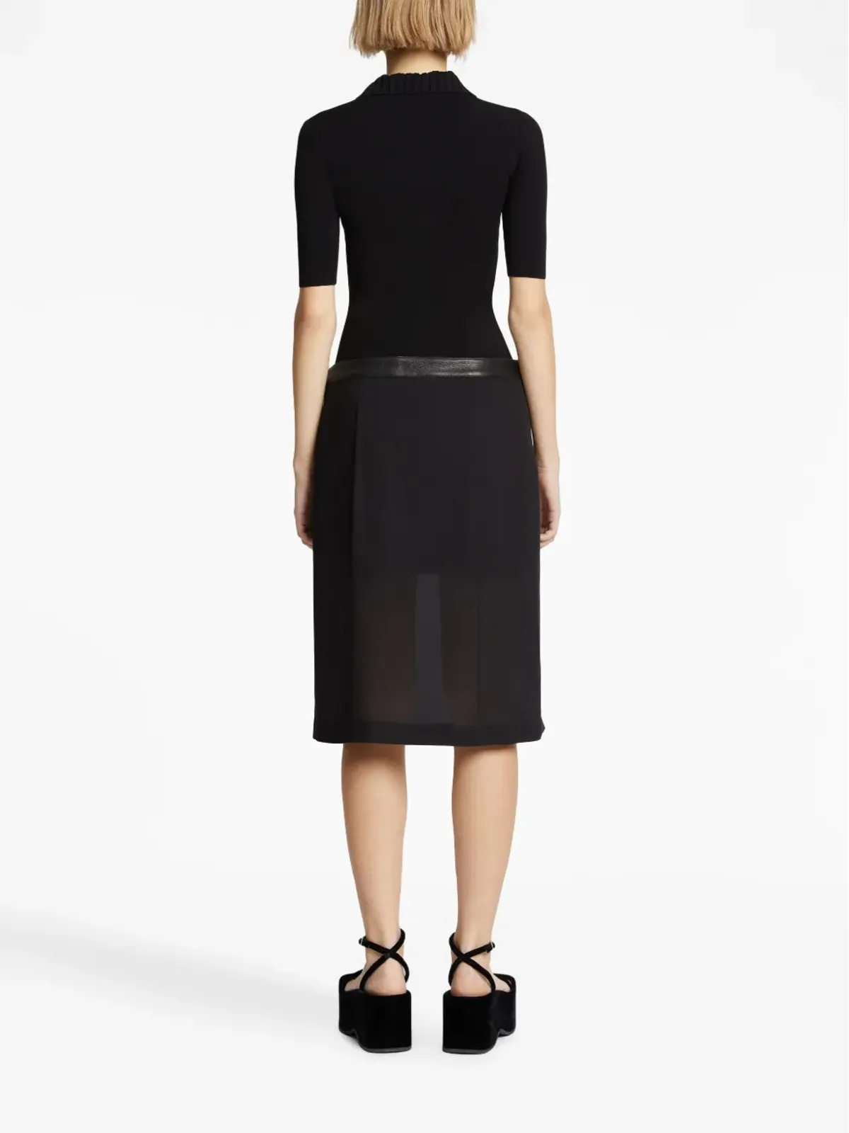 Proenza Schouler 半袖ニットポロボディスーツ - ブラック - 画像4