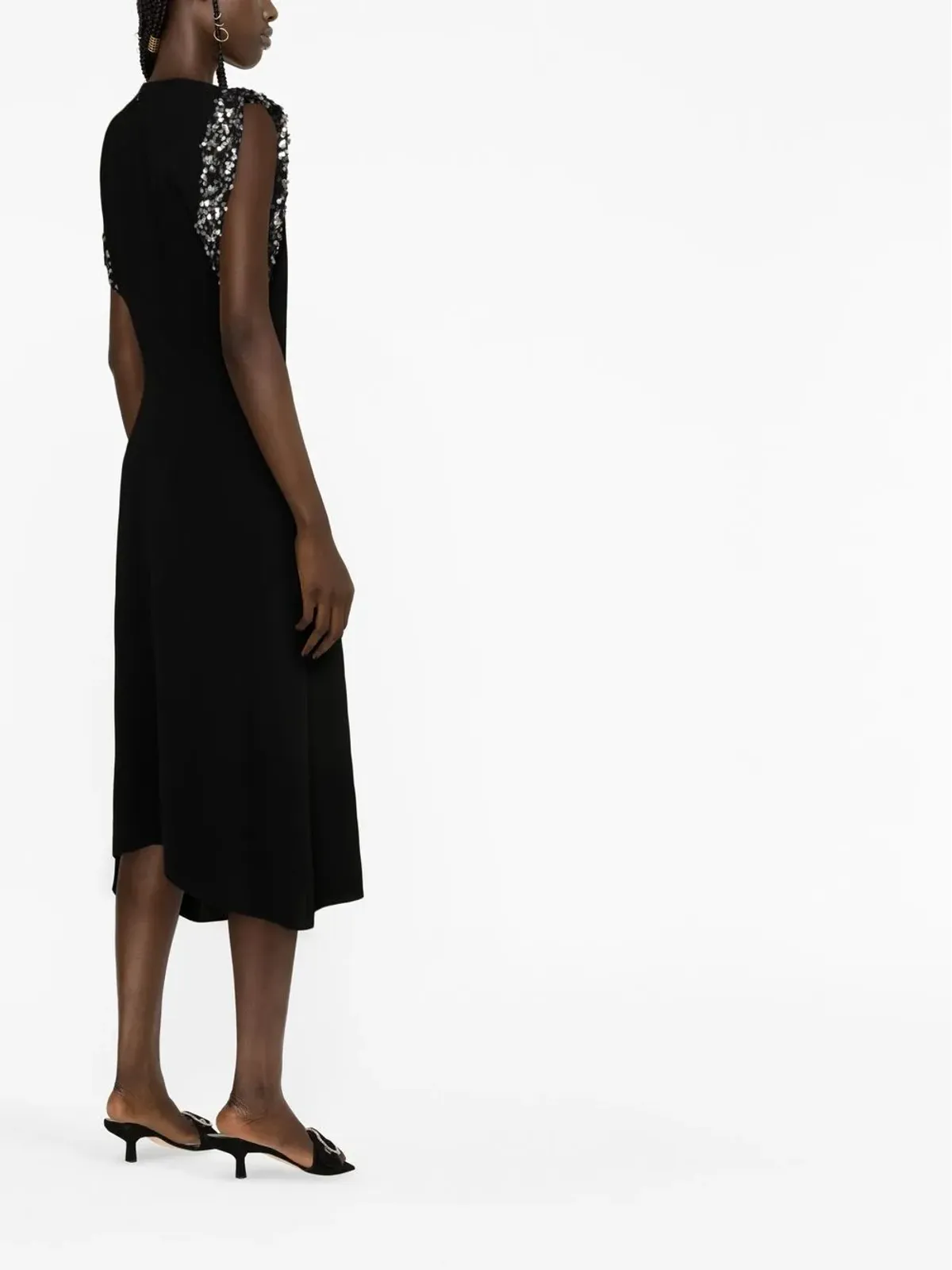 ISABEL MARANT Leronia スパンコール装飾ミディドレス ブラック - 画像3