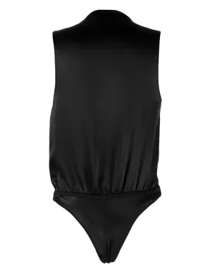 Maison Close V-neck silk bodysuit - Black - サムネイル2