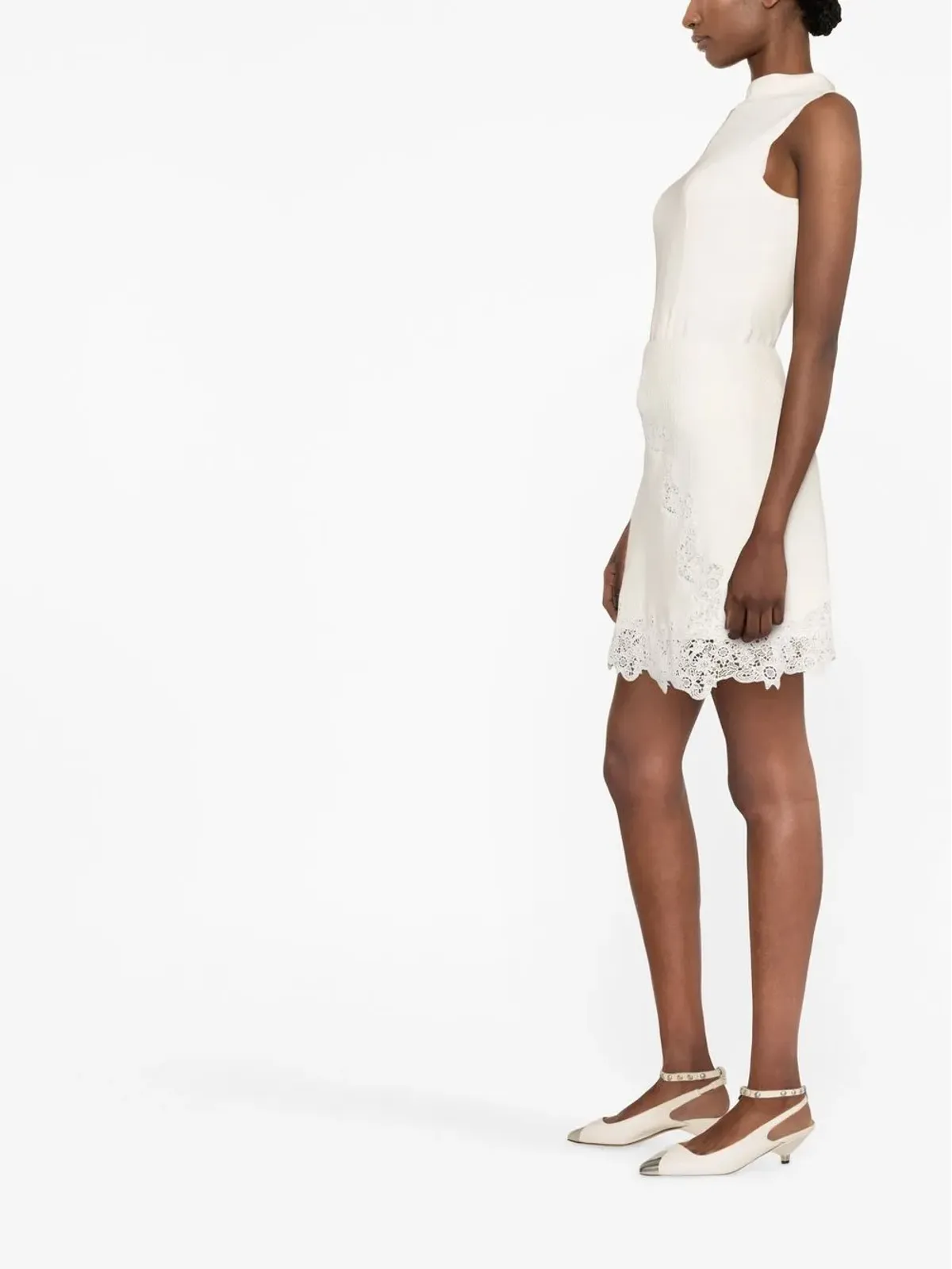 Chloé リブ編みニット レーストリム ミニスカート - 画像3