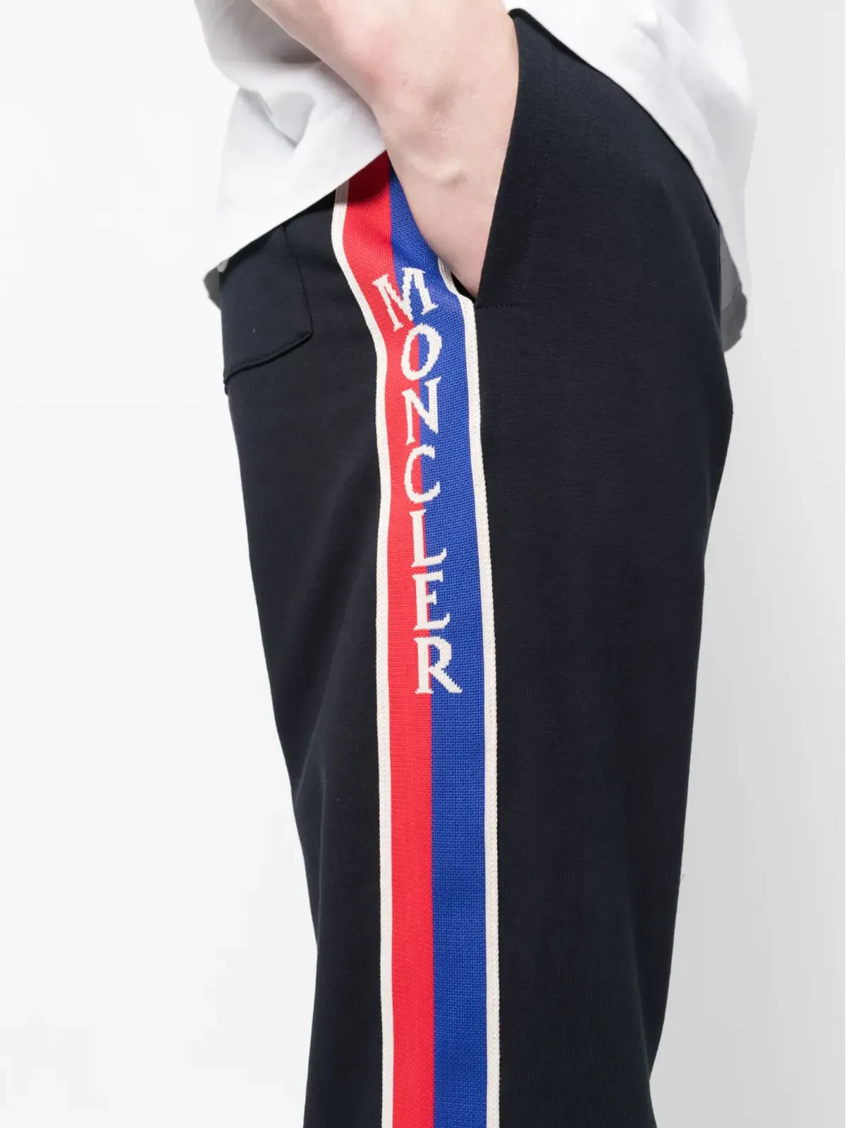 Moncler リア・ロゴパッチ・トラックパンツ ブルー - 画像5