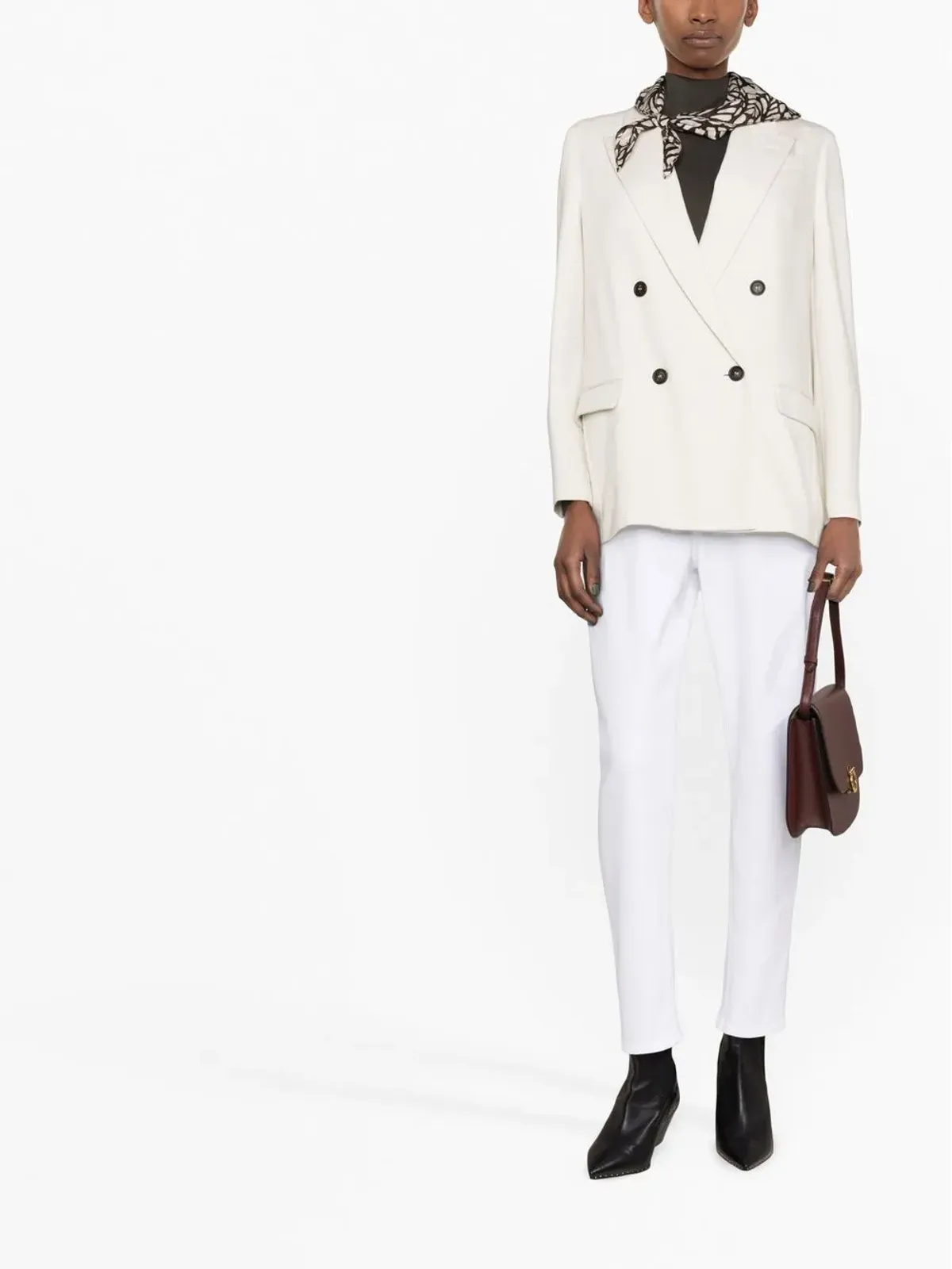 Brunello Cucinelli scarf-detail double-breasted blazer - Neutrals - 画像2