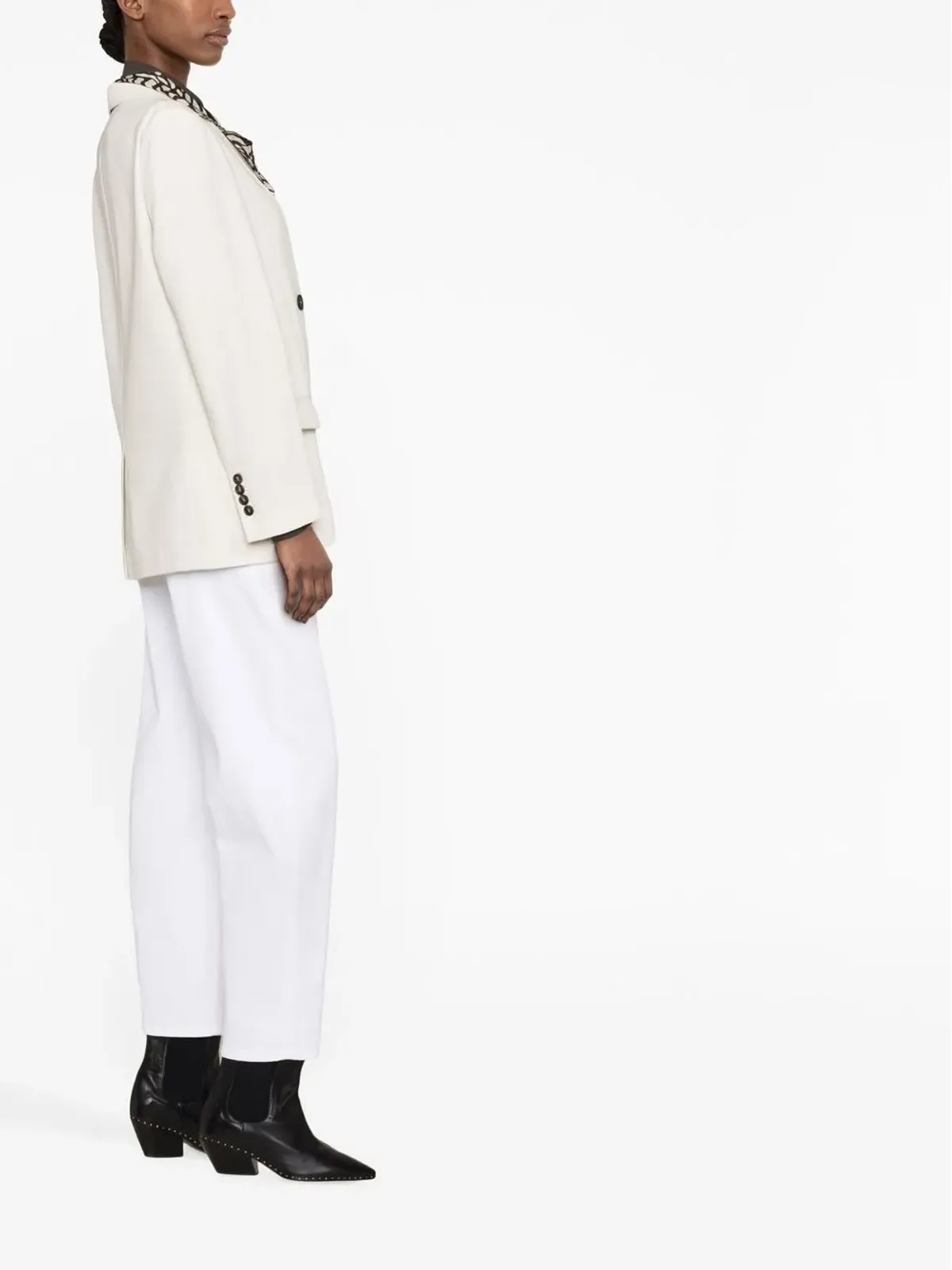 Brunello Cucinelli scarf-detail double-breasted blazer - Neutrals - 画像3