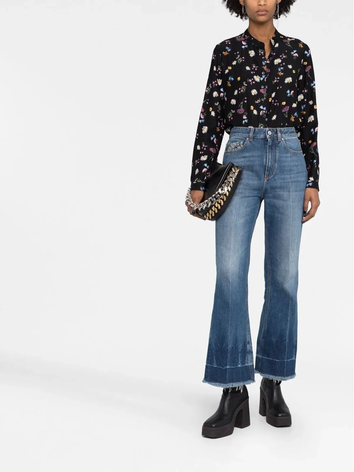 Stella McCartney フリンジエッジのクロップドジーンズ - Blue - 画像2