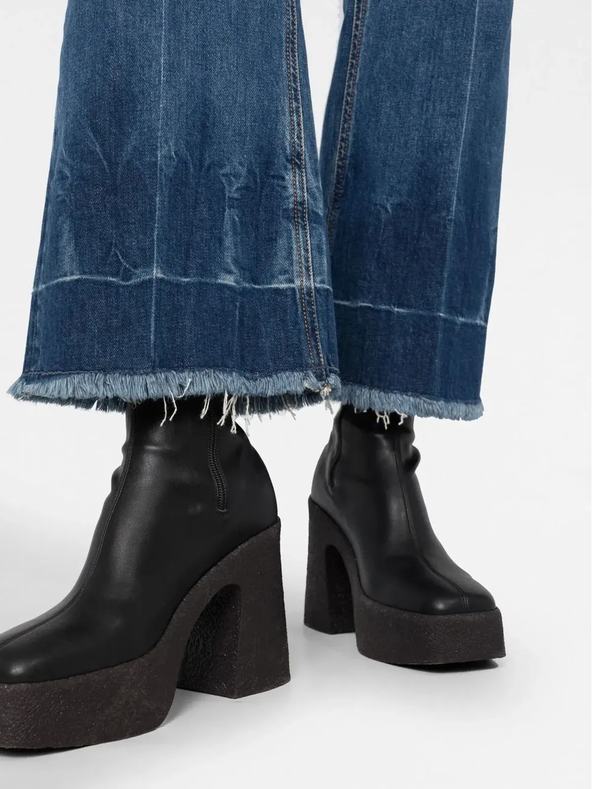 Stella McCartney フリンジエッジのクロップドジーンズ - Blue - 画像3