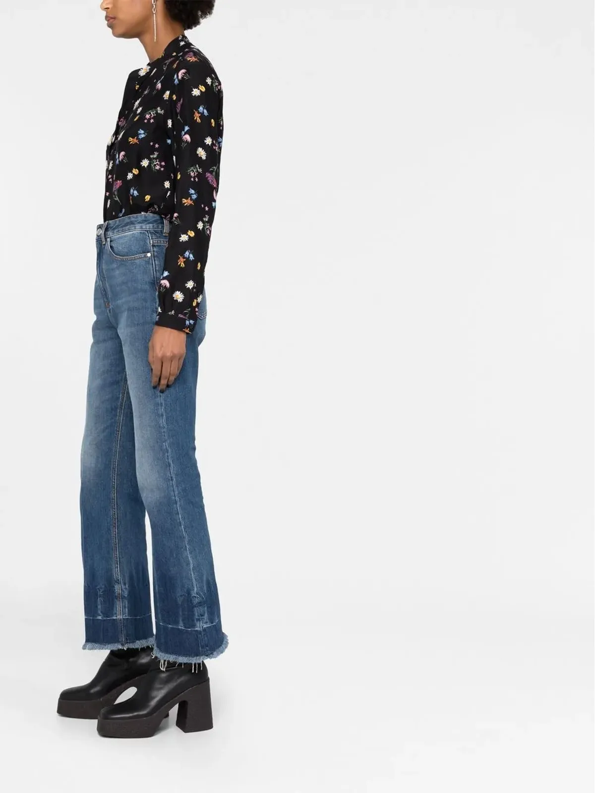 Stella McCartney フリンジエッジのクロップドジーンズ - Blue - 画像4