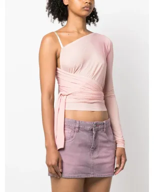 MM6 Maison Margiela asymmetric wraparound cropped top - Pink - サムネイル3