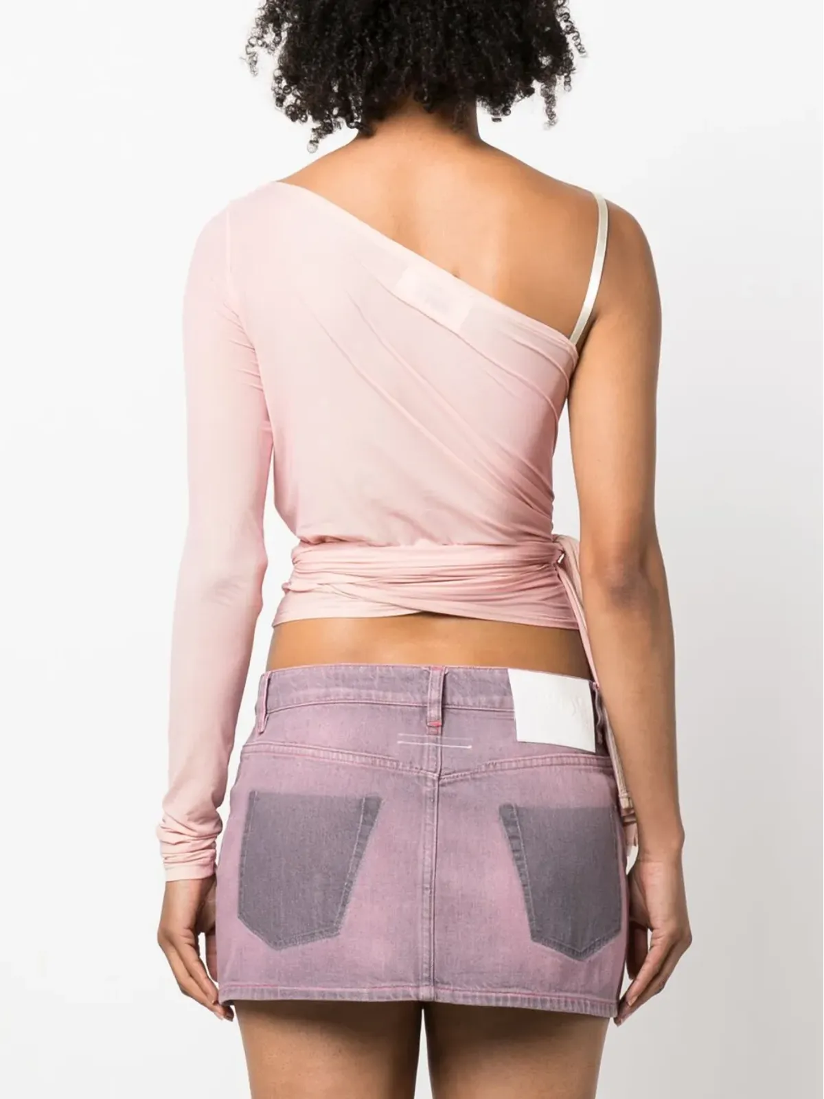 MM6 Maison Margiela asymmetric wraparound cropped top - Pink - 画像4