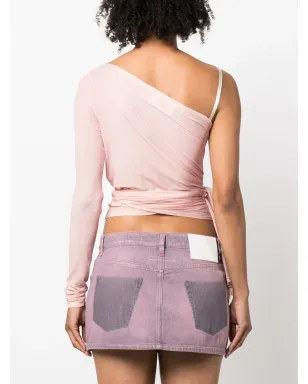 MM6 Maison Margiela asymmetric wraparound cropped top - Pink - サムネイル4