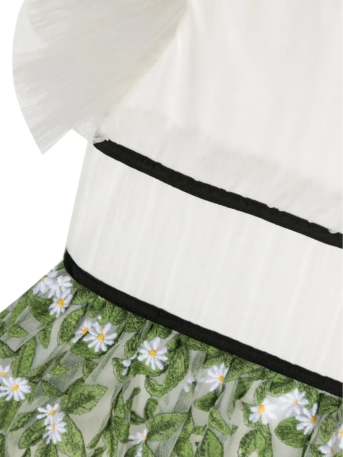 Monnalisa 刺繍リーフディテールドレス - White - 画像3