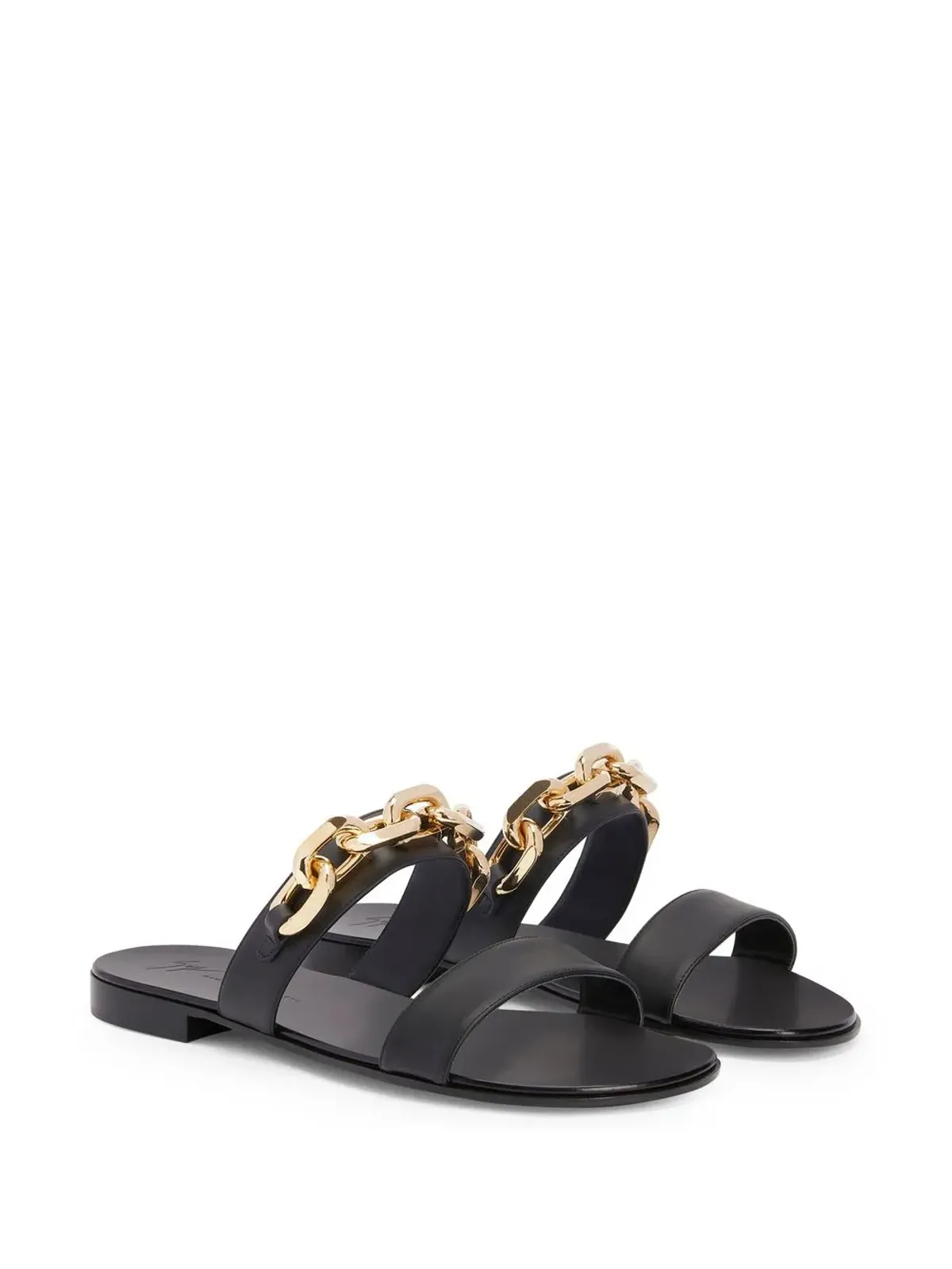 Giuseppe Zanotti アベールチェーンレザーサンダル - 画像2