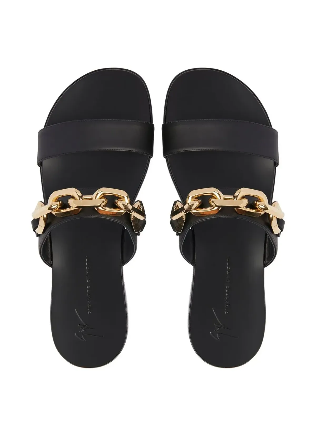 Giuseppe Zanotti アベールチェーンレザーサンダル - 画像4